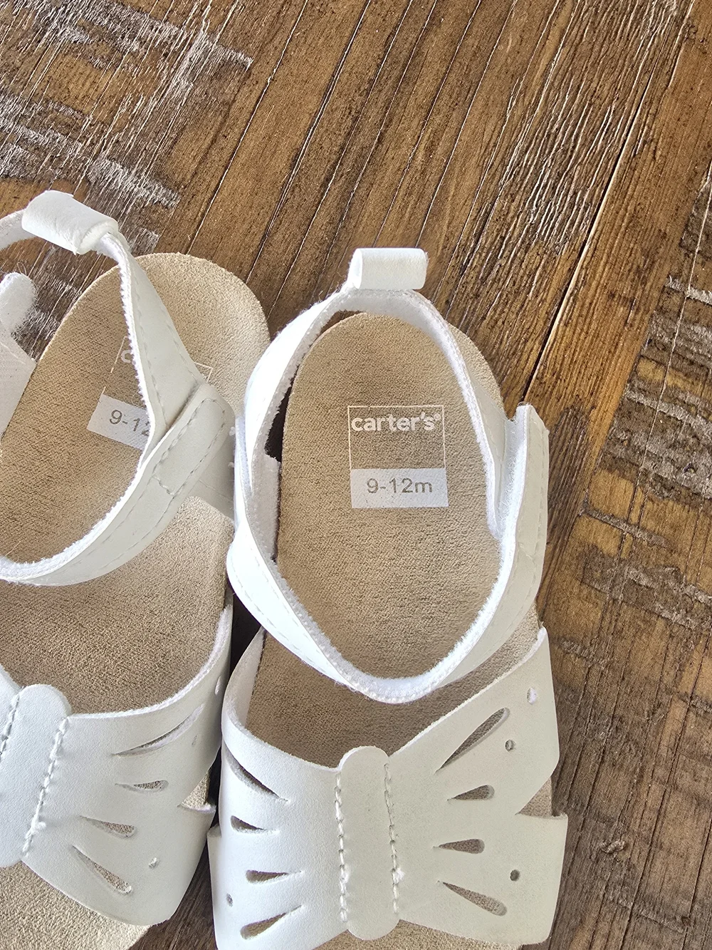 Baby Girl Butterfly Faux Cork Sandals - White 9-12 Months